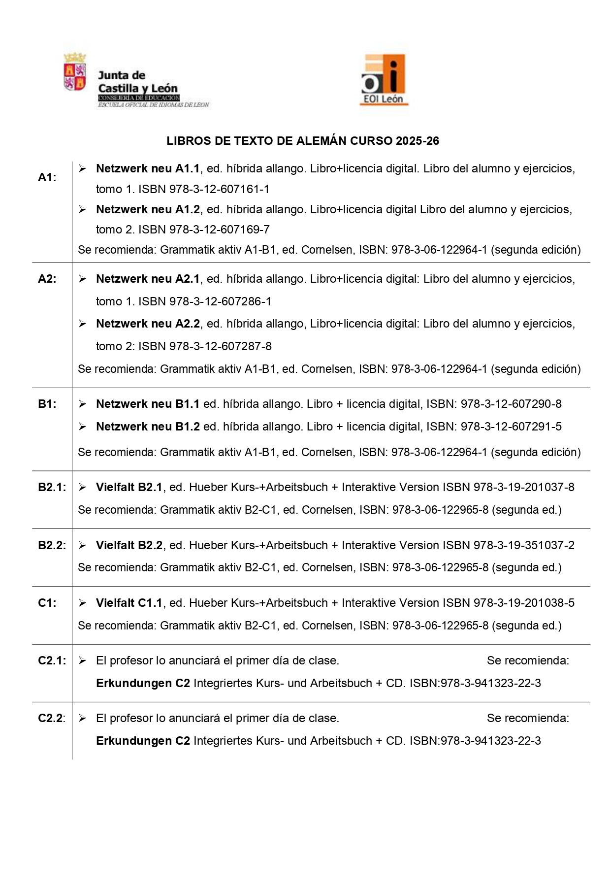 Libros texto alemán 25-26